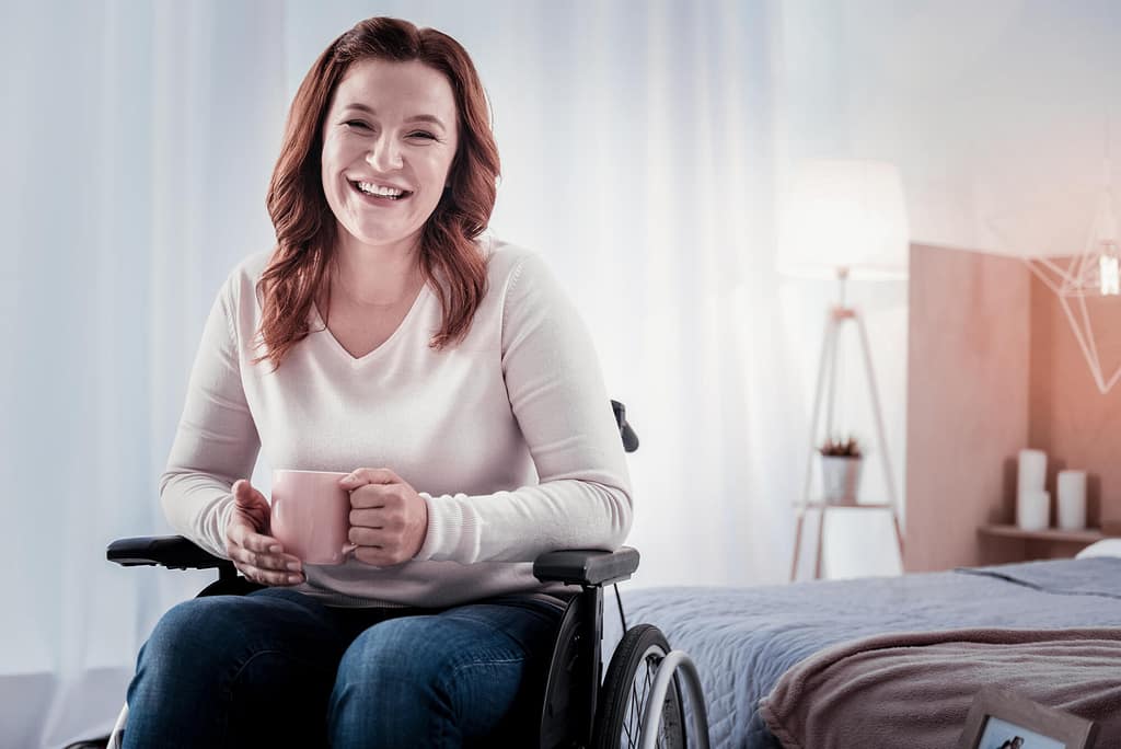 A girl in a wheelchair